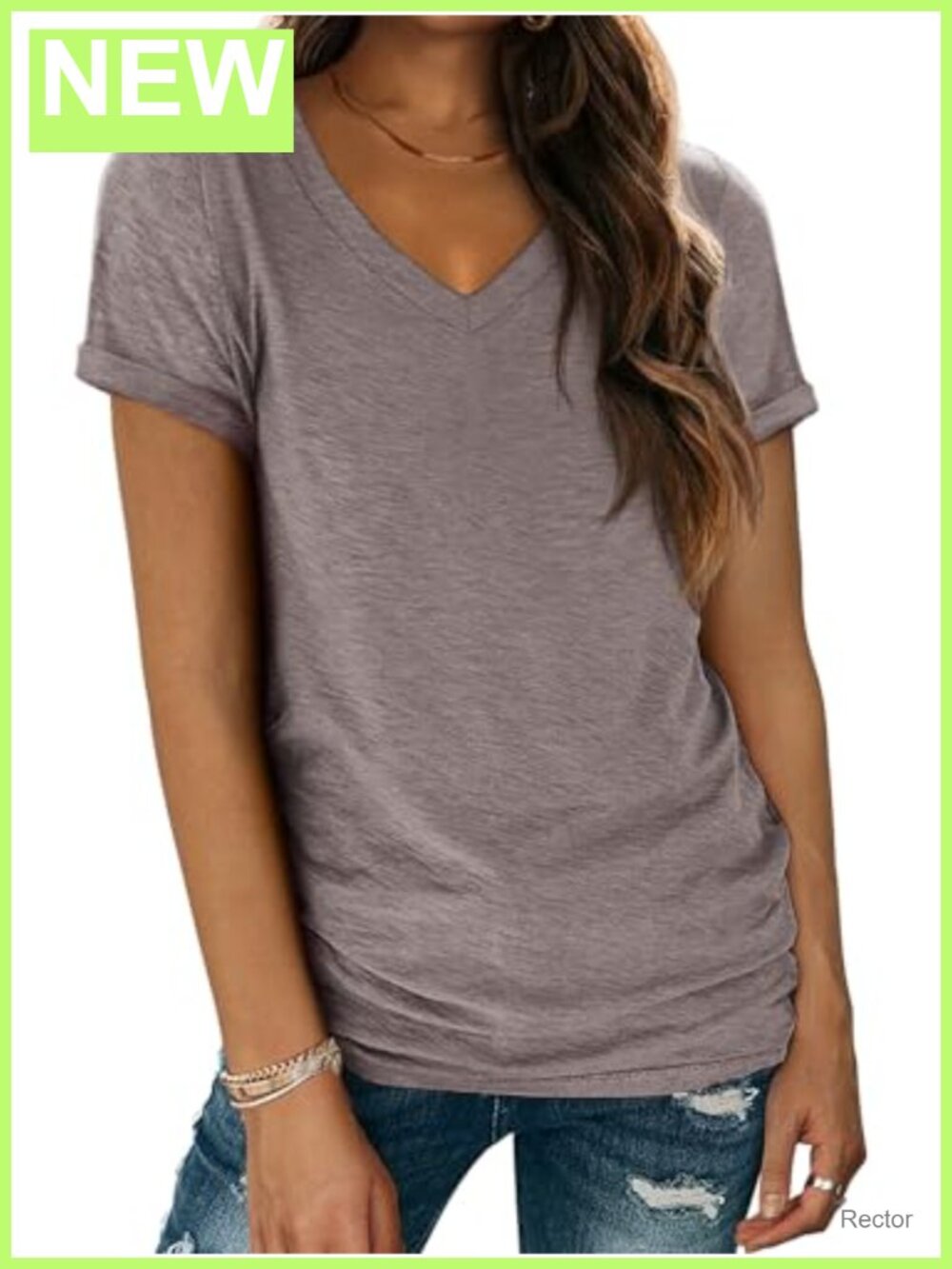 Womens V Neck Short Sleeve T Shirt Loose Fit Basic Tee Casual Summer Top